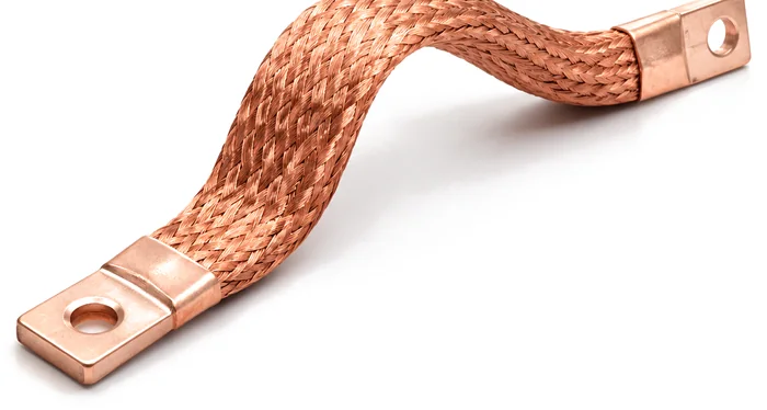 Flexible braided copper connector (flexible busbar) with copper terminal lugs